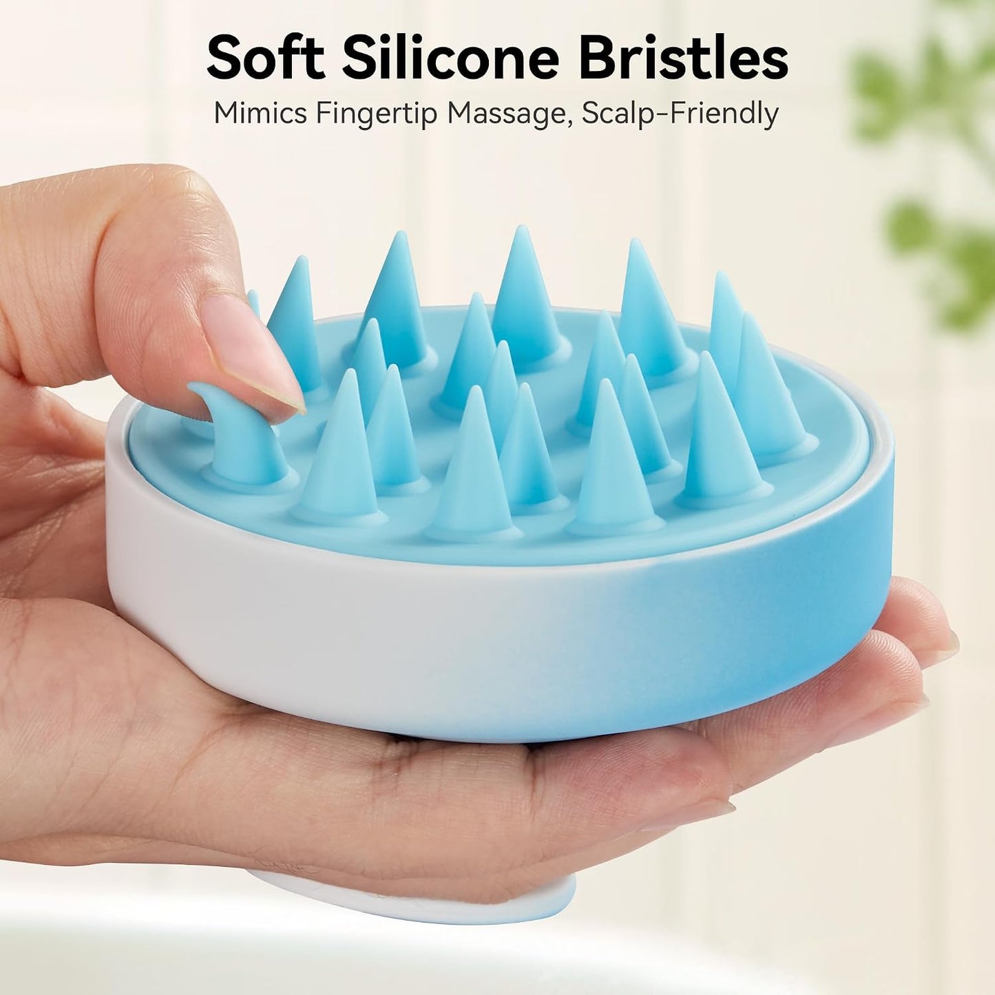 HEETA Scalp Massager Hair Growth, Soft Silicone Scalp Scrubber Shampoo Brush for Exfoliation, Dandruff Removal Head Massage Stress Relax, Wet & Dry Use for Thick Thin Curly Hair Care, Black