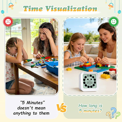 EooCoo Cute School Supplies Visual Timer for Kids, ADHD & Autism, Digital Countdown with Clear Petal-Style Visual Time Progress, Easy-to-Use Time Management Tool for Calm Transitions, Classroom & Home