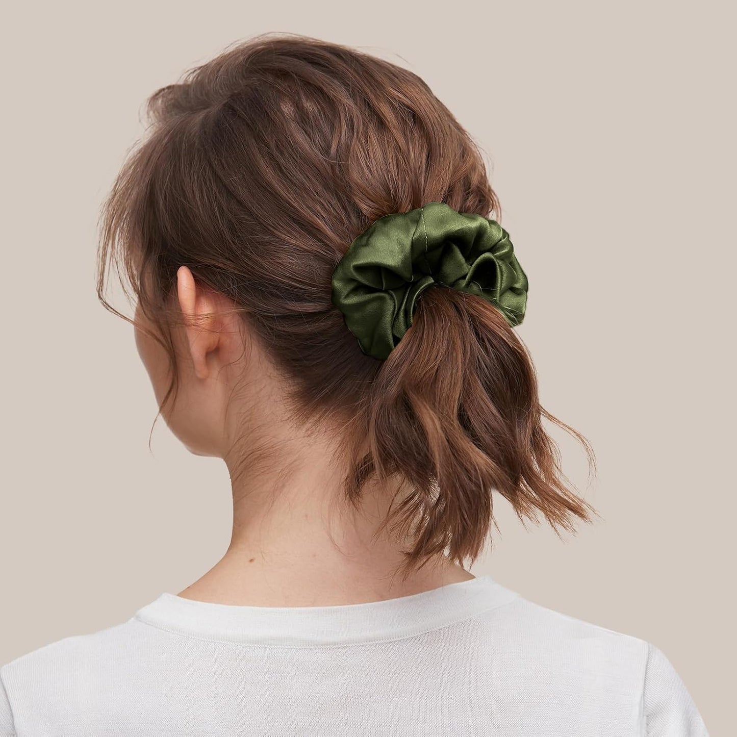 LILYSILK Silk Hair Scrunchies / Ties for Frizz & Breakage Prevention, 100% Mulberry, No Damage, Elastic ponytail Holders, 1Pc, Coffee - Colors B
