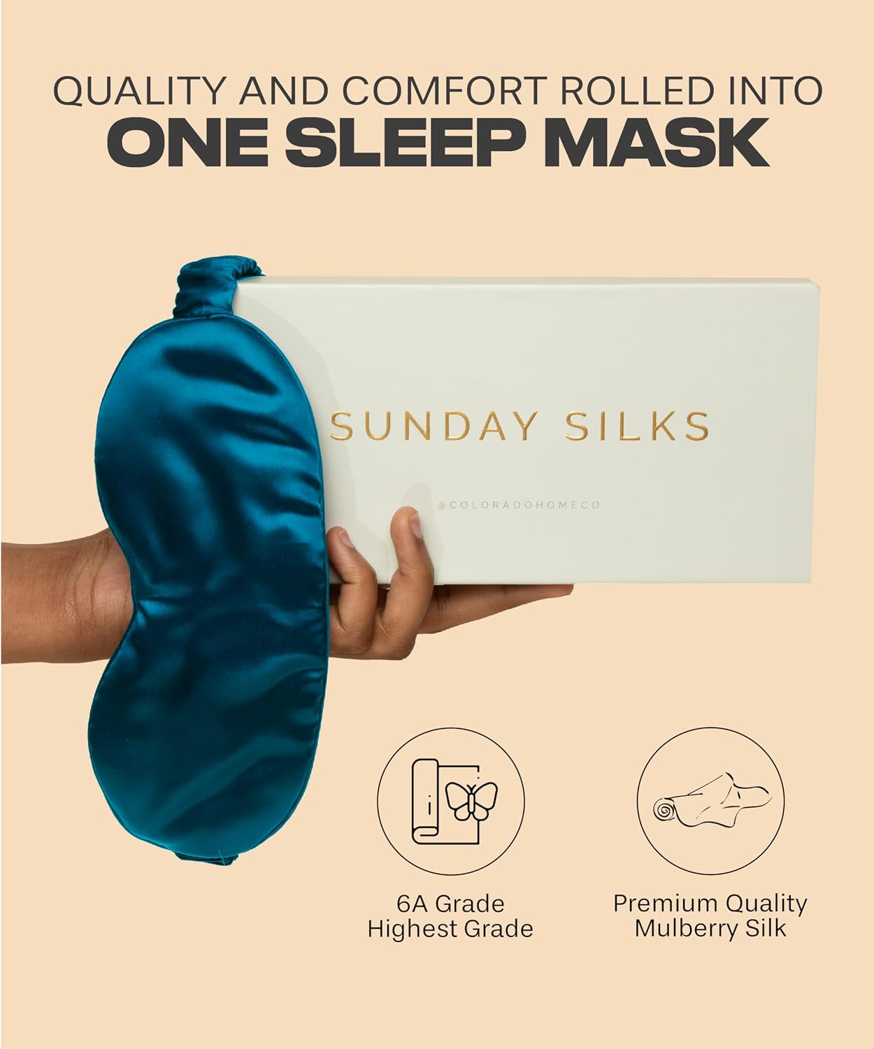 SUNDAYSILKS™ | Adjustable Silk Sleep Mask for Side Sleeper | Cloud-Like Comfort, Weighted for Deep Sleep | Soft Sleep Face Mask for Women & Men, Full Blackout, Cooling Silk Eye Mask for Sleeping