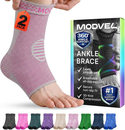Modvel Foot & Ankle Brace Socks for Sprained Ankle Compression Sleeve - Foot Support for Women & Men - Tendonitis & Arthritis Ankle Brace Sports Running, Torn Ligaments & Women Stabilizing Ankle Wrap