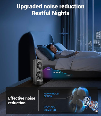 Personal Tower Cooling Fans that Blow Cold Air, Standing Small Desk Fan with 3 Speeds & Timer, 60° & 110° Oscillating Table Fan, Quiet and Safe Electric Floor Fan for Bedroom, Bedside, Home, Office