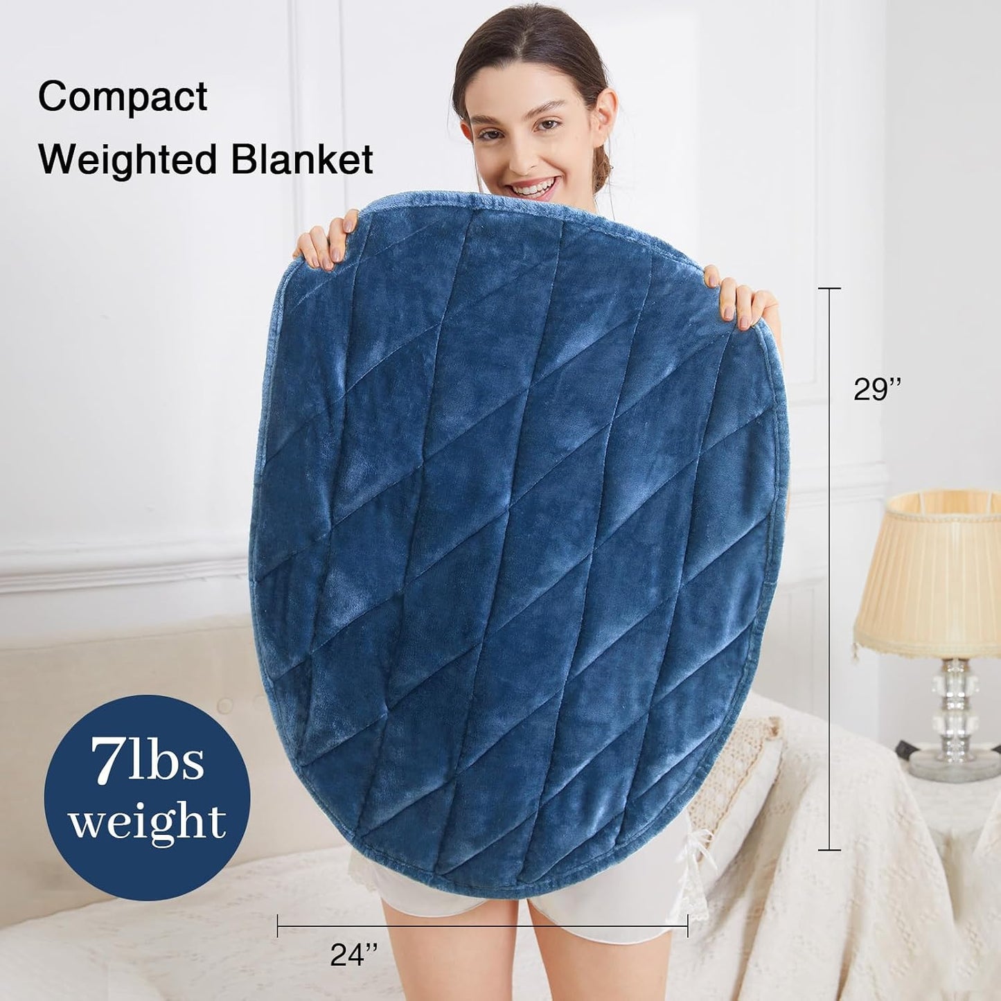 Alomidds Weighted Lap Blanket 7lbs, Cozy Breathable Flannel Weighted Lap Pad for Adults, Small Weighted Blanket for Travel, Couch, Green, 29" x 24"