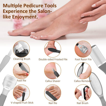 AdamPark Electric Callus Remover for Feet, Rechargeable Portable Electronic Foot Callus Remover 2-in-1 Wet/Dry Foot Scrubber Electric Toot File for Hard Cracked Dry Dead Skin（Pink）