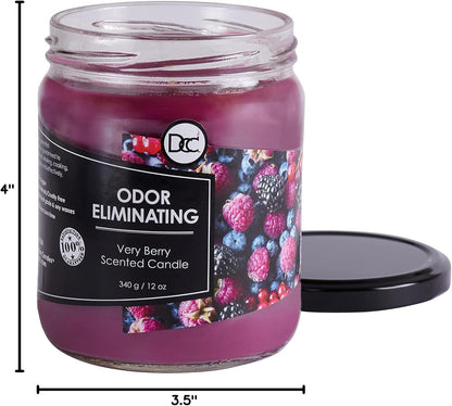 Vanilla Bean Odor Eliminating Highly Fragranced Candle - Eliminates 95% of Pet, Smoke, Food, and Other Smells Quickly - Up to 80 Hour Burn time - 12 Ounce Premium Soy Blend - Colors B