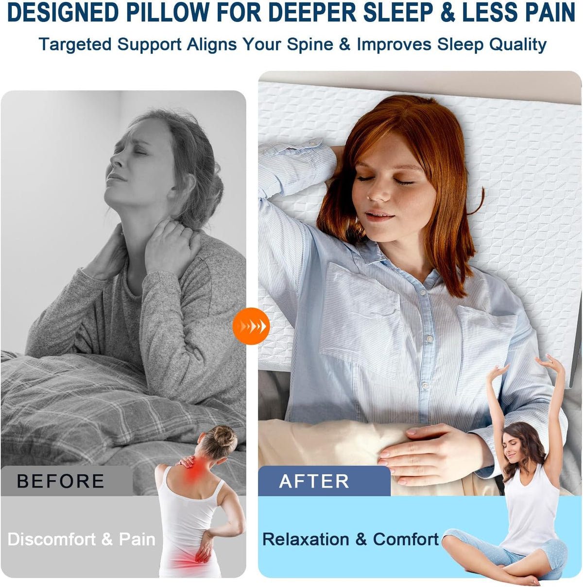 Wedge Pillow for Sleeping, 7.5" Memory Foam Bed Wedge Pillow