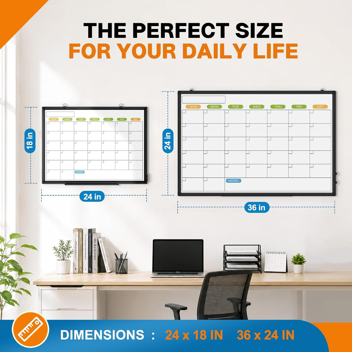 24" x 18" Magnetic Monthly Dry Erase Whiteboard Calendar for Wall