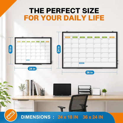 24" x 18" Magnetic Monthly Dry Erase Whiteboard Calendar for Wall