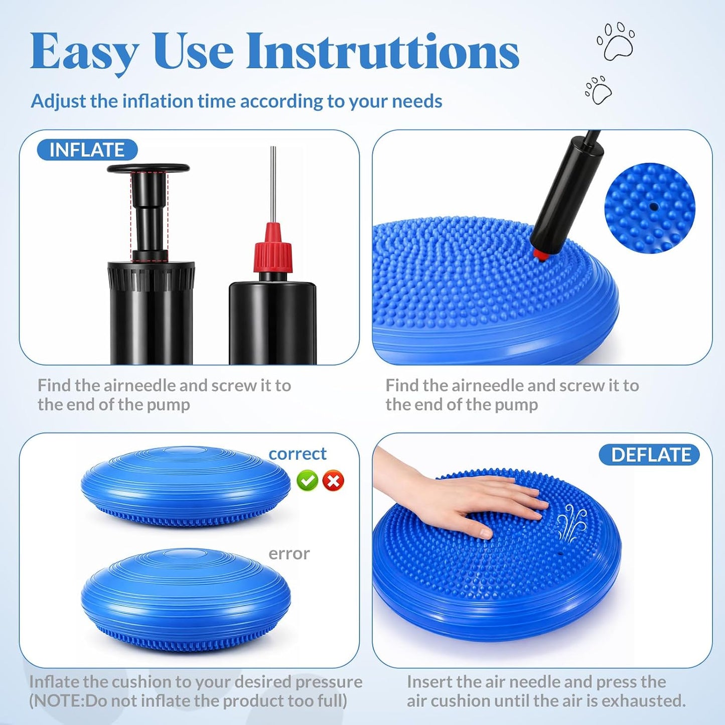 Shappy 2 Pcs Dog Balance Disc Cushion 14" with Pump Exercise Equipment Rehab Exercise Strength Endurance Conditioning Agility Flexibility Stability Rehabilitation Physical