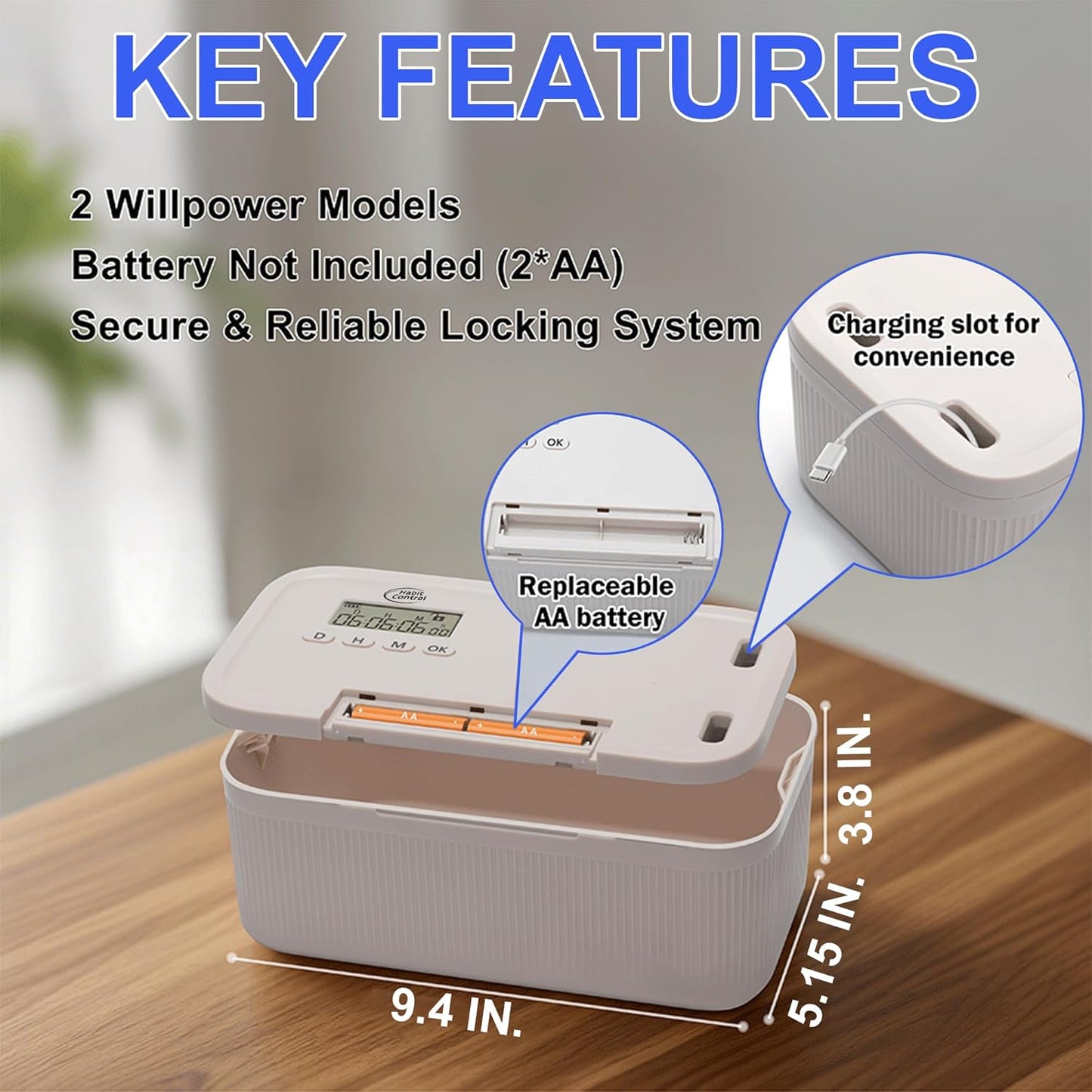 Timed Lock Box - Unplug from Cell Phones, Video Games, Socials, Snacks, Distractions - Time Locking Container - 30 Days Max Timer - Be More Present, Productive & Focused - Gray