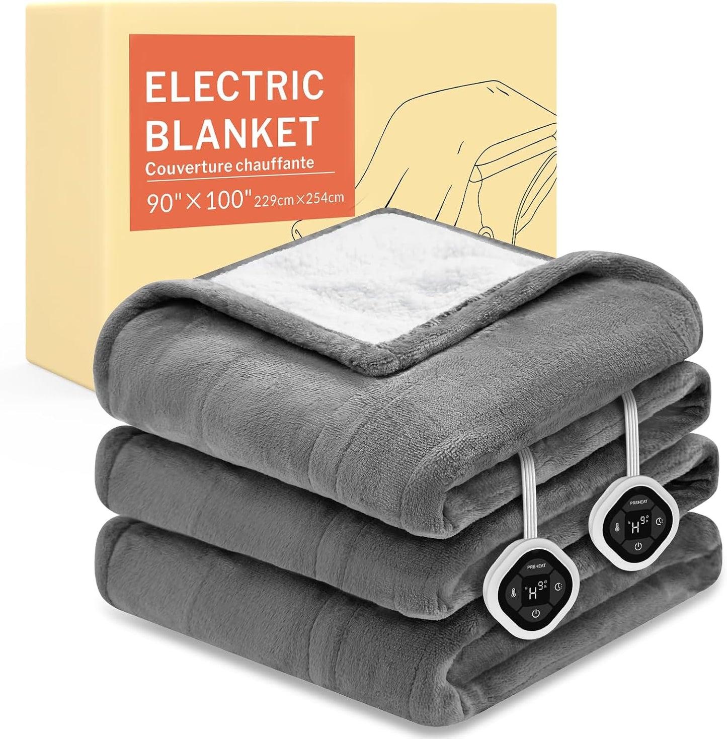 HOMLYNS LuxeHeat Heated Blanket Electric Blanket, Soft Flannel Sherpa Heated Throw, Heating Blanket with 5 Heat Settings, 3 hrs Timer Auto Shut Off (50x60 inches, Purple), Only for 120V Voltage Use