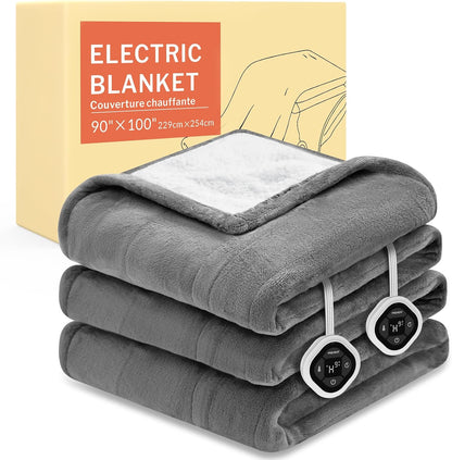 HOMLYNS LuxeHeat Heated Blanket Electric Blanket, Soft Flannel Sherpa Heated Throw, Heating Blanket with 5 Heat Settings, 3 hrs Timer Auto Shut Off (50x60 inches, Purple), Only for 120V Voltage Use