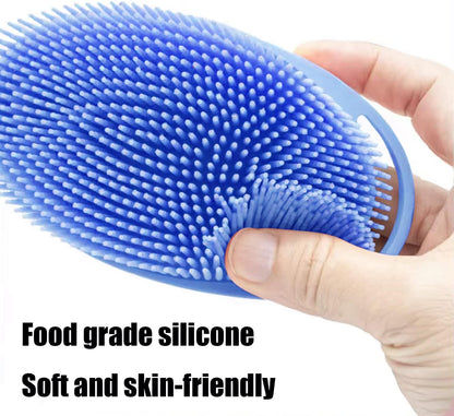 Pink Exfoliating Body Scrubber and Shower Brush - Soft Silicone Loofah for Kids and Adults - All Skin Types