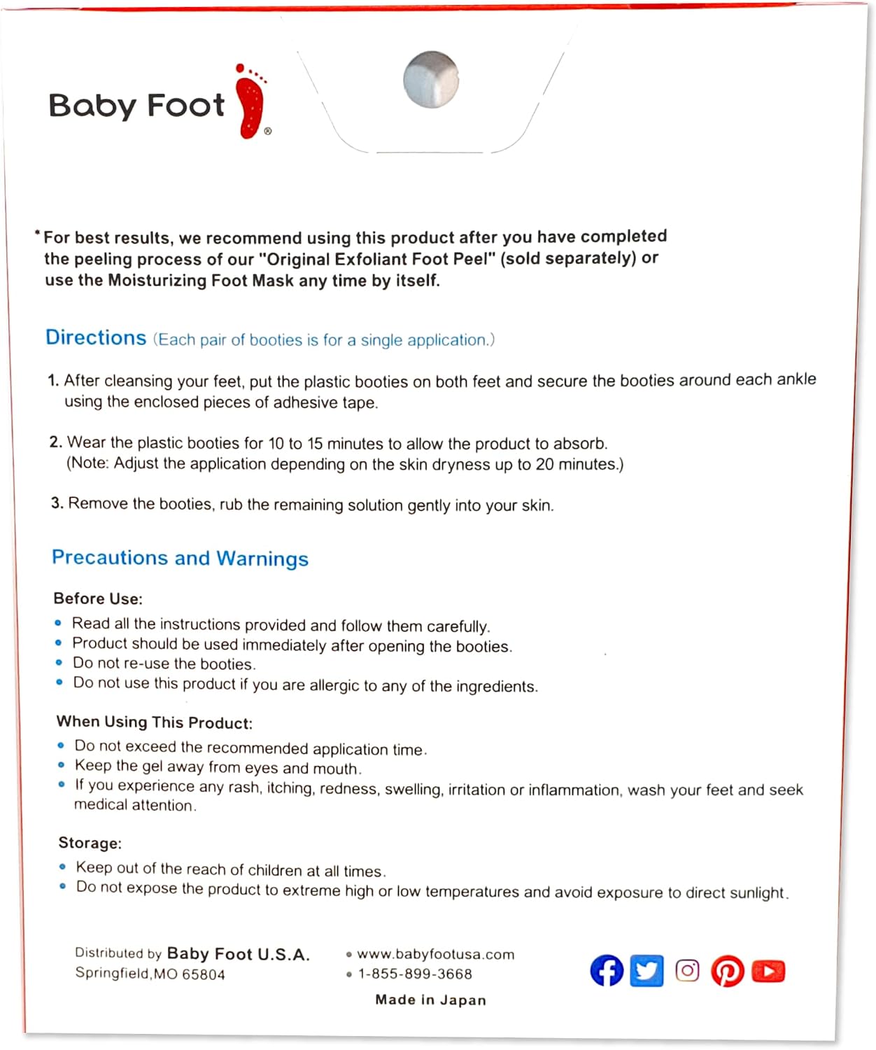 Baby Foot Hydrating Foot Mask for Dry Cracked Feet – Moisturizing Foot Mask Non Peel Treatment – Soft Smooth Feet Repair with Collagen & Hyaluronic Acid – 15 Minute Spa Foot Care, Unscented