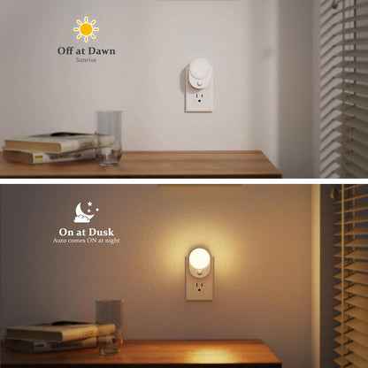JandCase Night Light, Modern Night Lights Plug into Wall,2 Pack Dusk to Dawn Sensor Nightlight, Amber Brightness Adjustable Nightlight for Kids Bathroom Hallway Kitchen Bedroom Decor