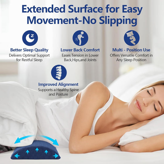 Cozyhealth - 3.15"H*23.6"L - Soft Lumbar Pillow for Sleeping, Memory Foam Back Lumbar Support Cushion for Lower Back Pain Relief Bed Waist Sleep Support Pillow for Side, Back Sleepers (White, Large)