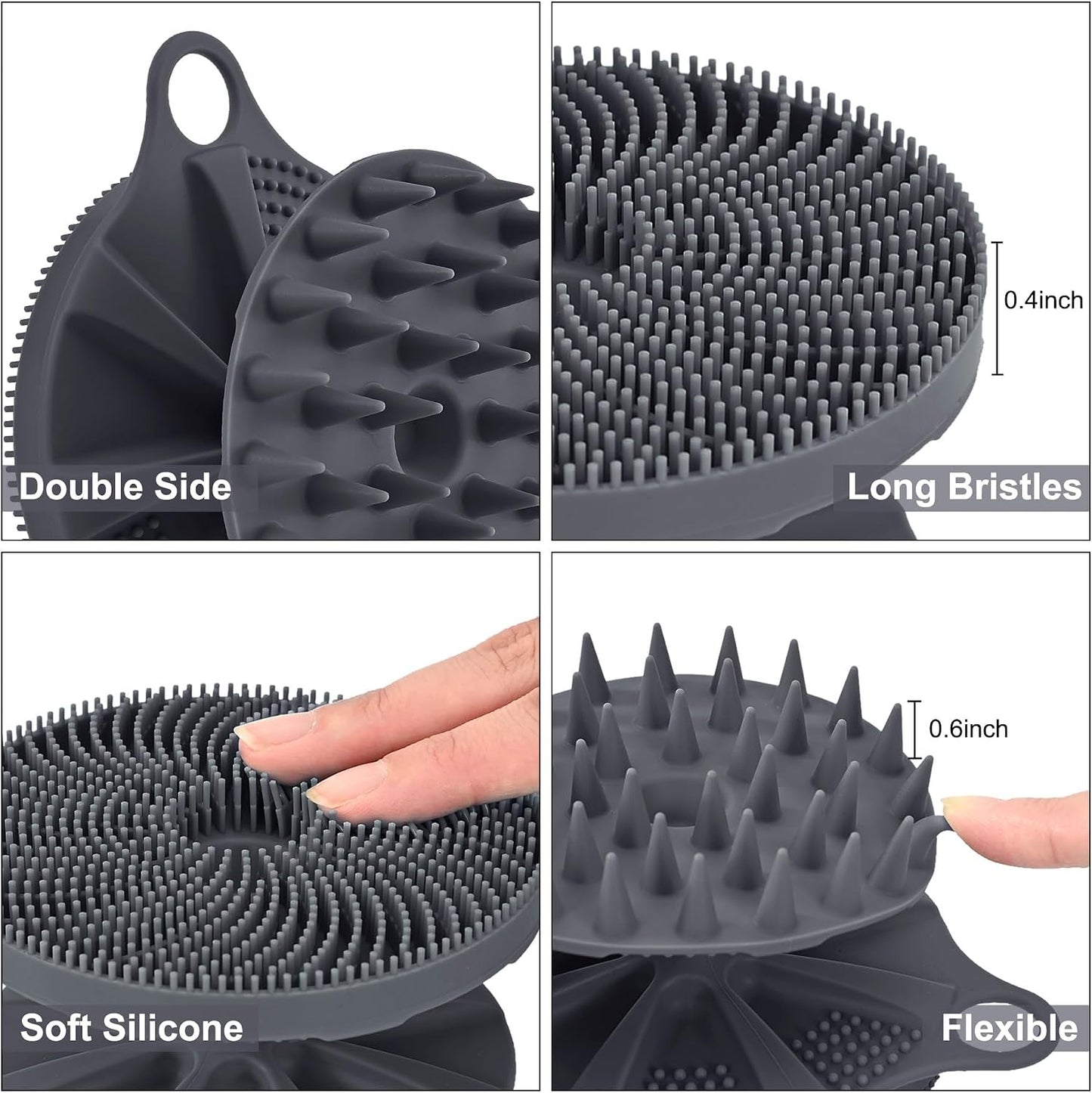 INNERNEED 2-in-1 Silicone Body Scrubber and Scalp Massager Shampoo Brush, Food-Grade Soft Material, More Hygienic, Easily Lather, Convenient for Travel, Gym, Business,etc (Pink)