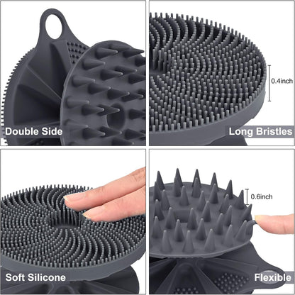 INNERNEED 2-in-1 Silicone Body Scrubber and Scalp Massager Shampoo Brush, Food-Grade Soft Material, More Hygienic, Easily Lather, Convenient for Travel, Gym, Business,etc (Pink)