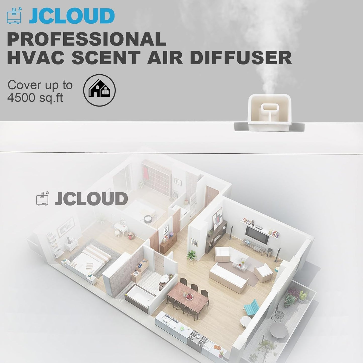 JCLOUD Smart Scent Air Machine 1000ML, Hotel Scent Diffuser Cover Up to 4500 Sq. Ft., Waterless Cold Air Diffuser for Home, Aromatherapy Diffuser for Essential Oils Large Room, Dimgray