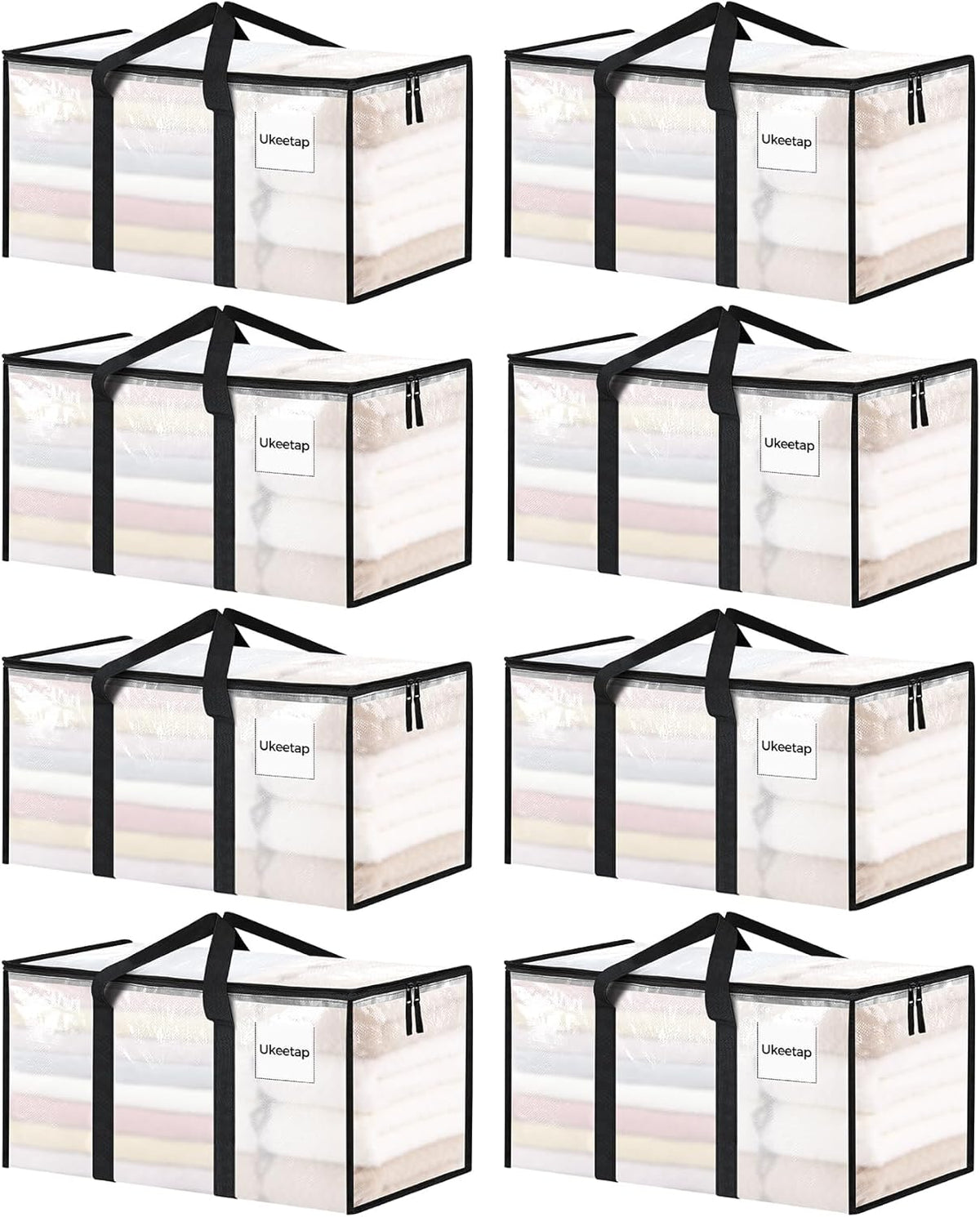 ukeetap Extra Large Clothes Storage Bins with Lids, Clear