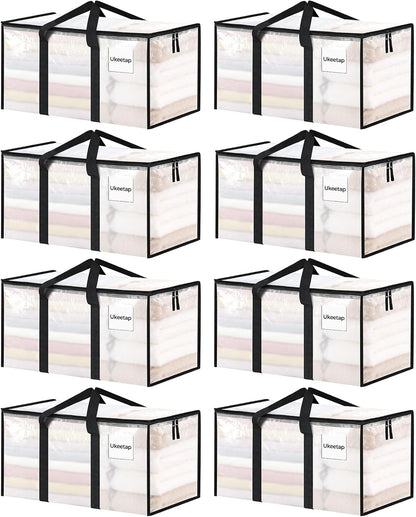 ukeetap Extra Large Clothes Storage Bins with Lids, Clear