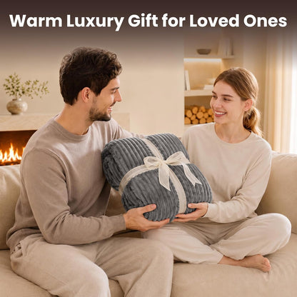 Homemate Heated Blanket Electric Throw - 50"x60" Heating Blanket Throw 1/2/4/6/8 Hours Auto-Off 10 Heat Levels Over-Heat Protection Soft Flannel Sherpa Heater ETL Certification