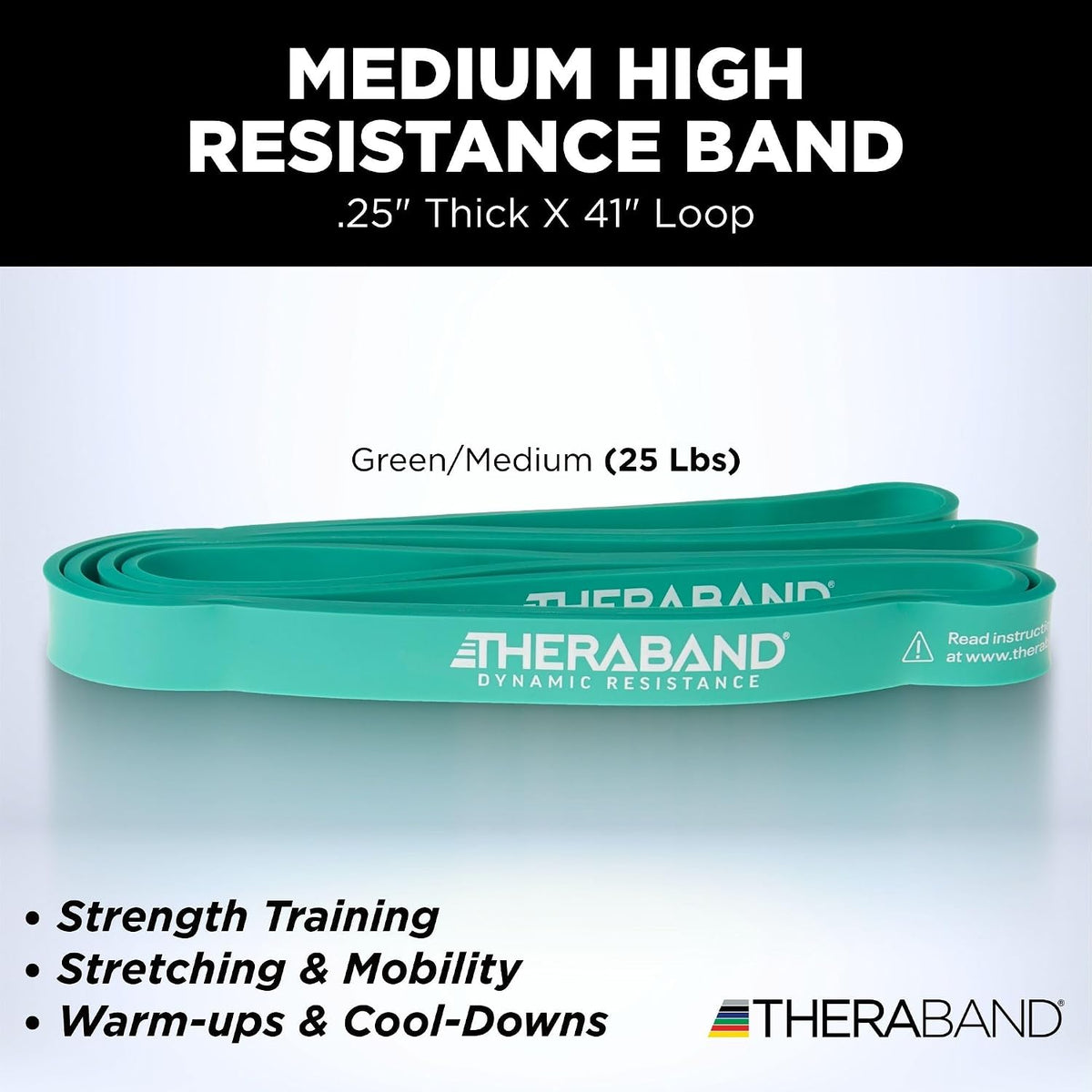 THERABAND High Resistance Band Set of 2, Light and Medium Loop, 15-25 lb