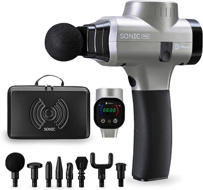 LifePro SonicPro Massage Gun Deep Tissue with Heat — Percussion Massager Gun 10 Speeds 9 Heads — Muscle Massager for Athletes Back, Legs, Arms