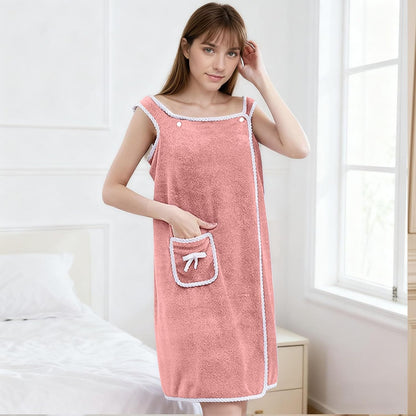 Women's Wearable Towel Bathrobe,Plus Size Wearable Shower Skirt,Quick Dry Absorbent Bath Towel for Comfortable Home Spa Body,Green, 53x31in/50-70kg