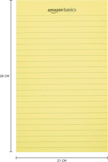 Amazon Basics Wide Ruled Lined Writing Note Pads for Office Supplies, 8.5" x 11.75", White, 12-Pack of 50 Perforated Sheets