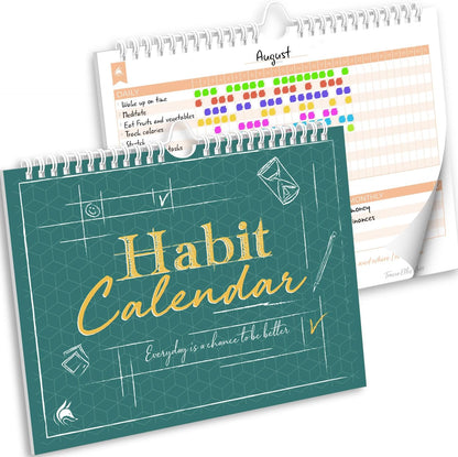 Clever Fox Habit Tracker Calendar, 24-Month Daily Goal Journal Green