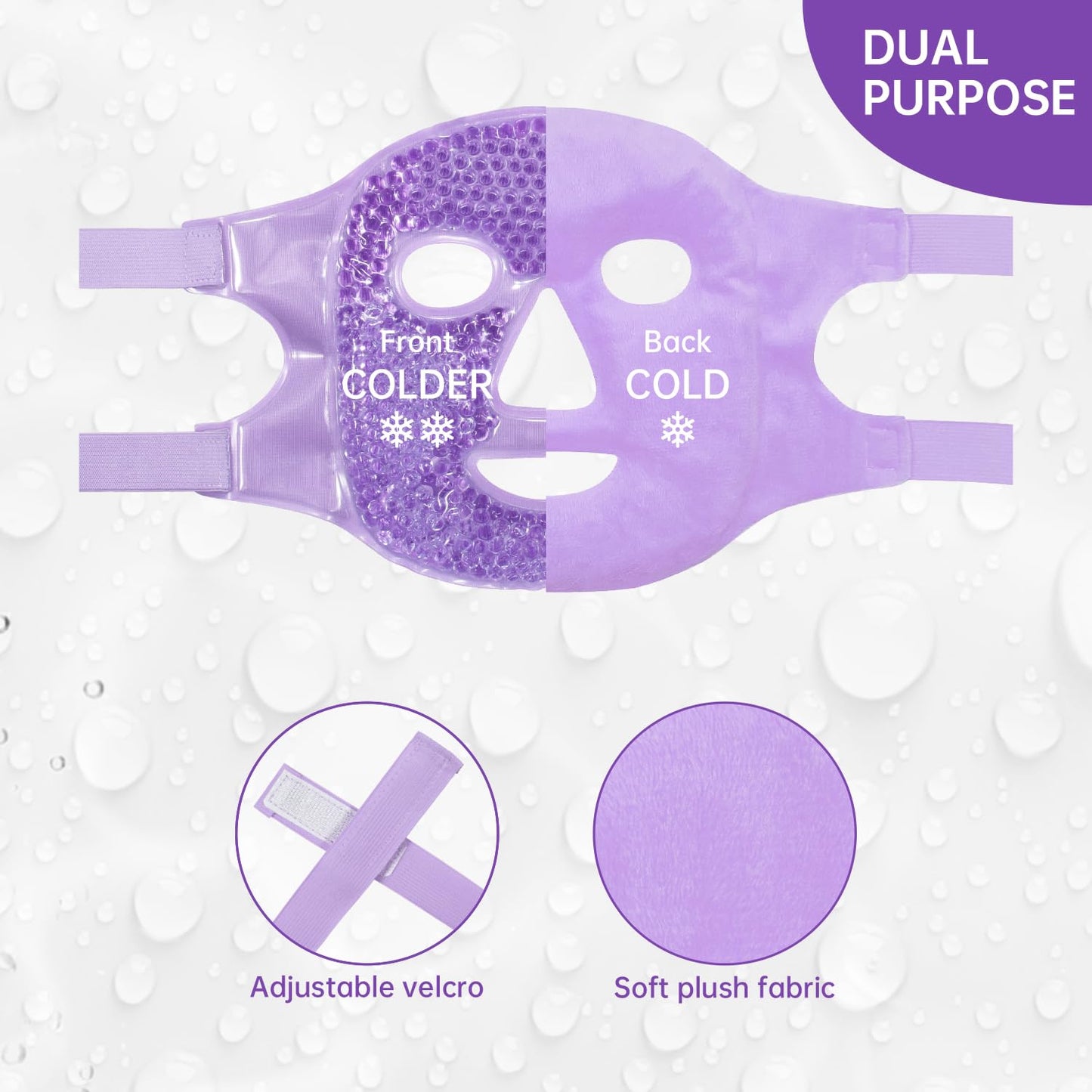 ZNÖCUETÖD Cold Face Ice Mask Facial Ice Pack, Hot Cold Compress for Face