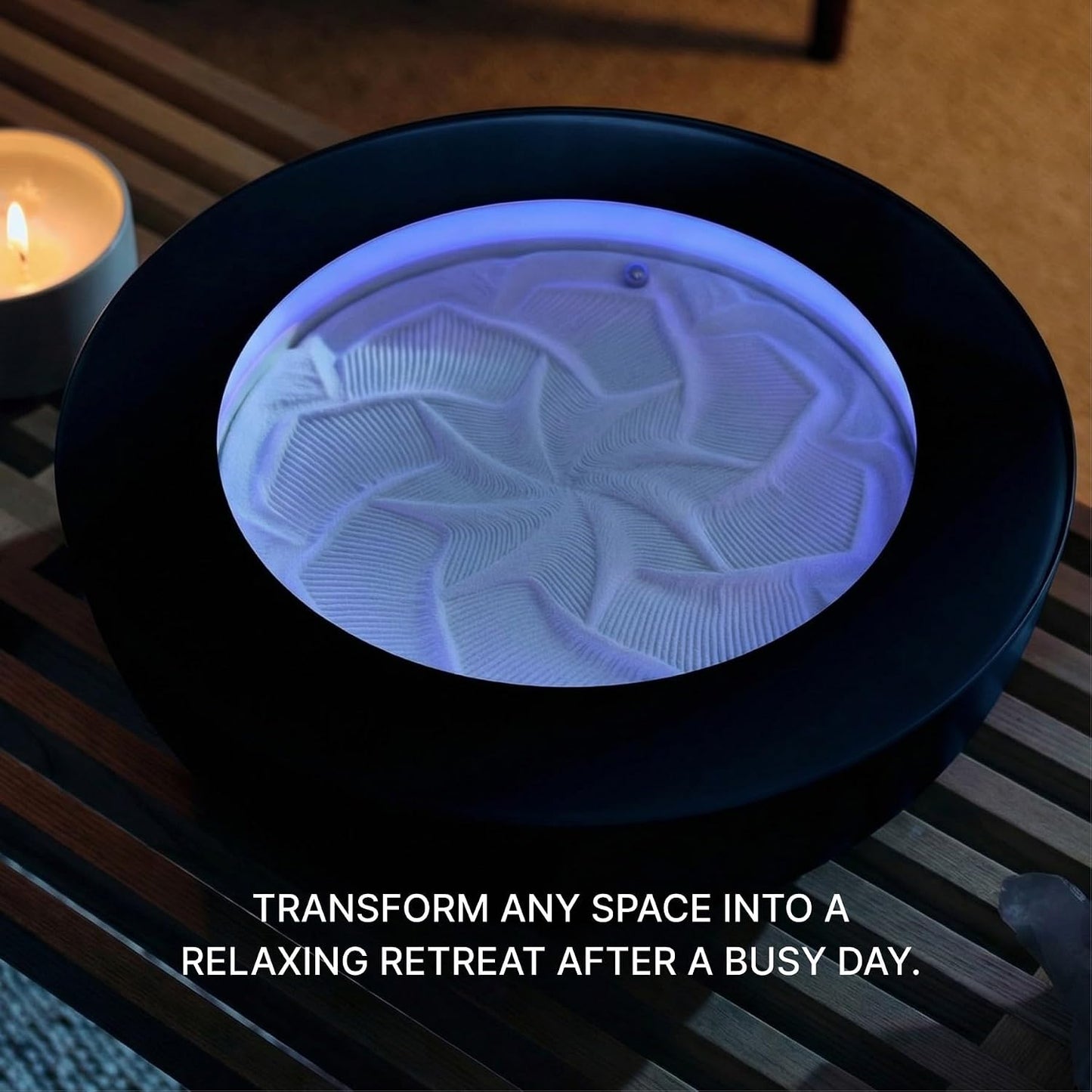 Homedics Drift 11” Sandscape – Version 2.0 with Updated Connected Experience, Smart Wi-Fi Zen Table Décor, LED Ambient Light, Modern Sand Art for Relaxation & Mindfulness, Home & Office Calm Décor