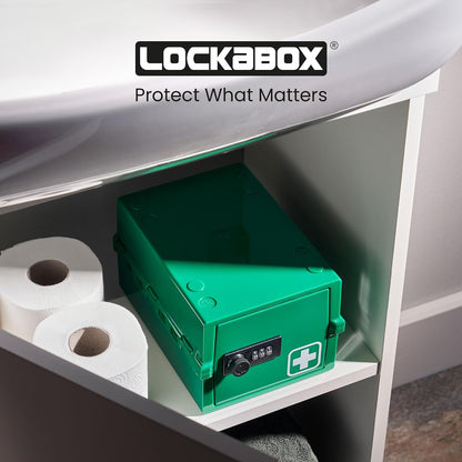 Lockabox Mini™ | Small Lock Box with Combination Lock (Half Letter Sized) | Mini Lockable Box for Small Medicines, Snacks & Mobile Phones | External Size 8.8 x 6.1 x 4.7 Inches (Crystal)