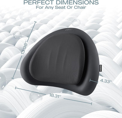 Skechers Lumbar Pillow Premium Memory Foam,Double-Layer-Office Chair Cushion for Tailbone Pain Relief,Butt Pillow for Office Chair,Car seat Cushion,Long Sitting Office Workers,and Car Drivers,Black
