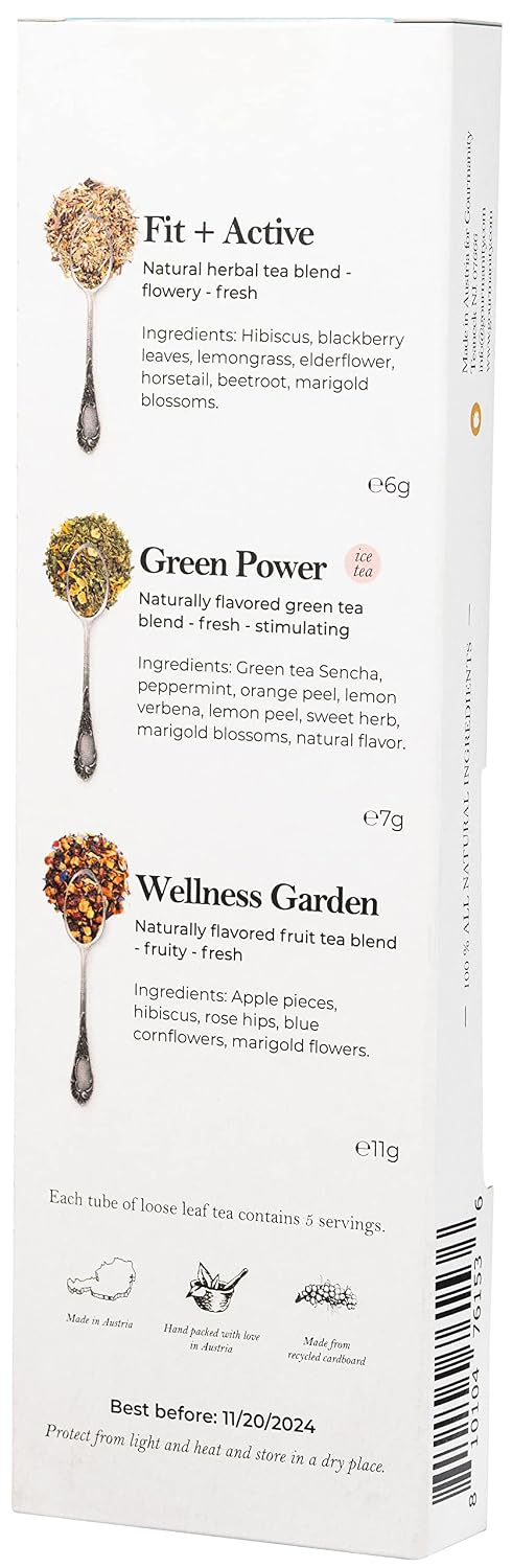 Gourmanity Bedtime Tea Sampler Gift Set, Naturally Calming Herbal Blends, Warm Up and Snuggle Down with our 3 Sleepy Tea Flavors, Product of Austria, 0.74oz