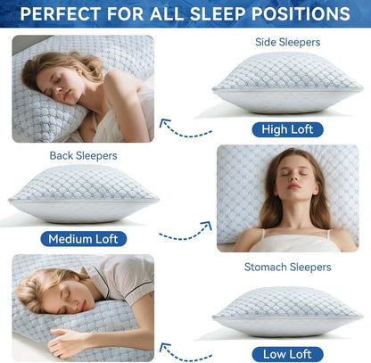 Cooling Adjustable Queen Pillows for Side Back Sleepers