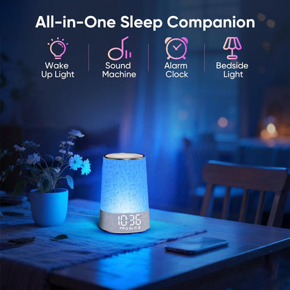 AFEXOA Sunrise Alarm Clock with Wake Up Light, White Noise Machine with 30 Soothing Sounds, Dimmable Display, Night Light for Bedroom, Heavy Sleepers, Adults & Kids