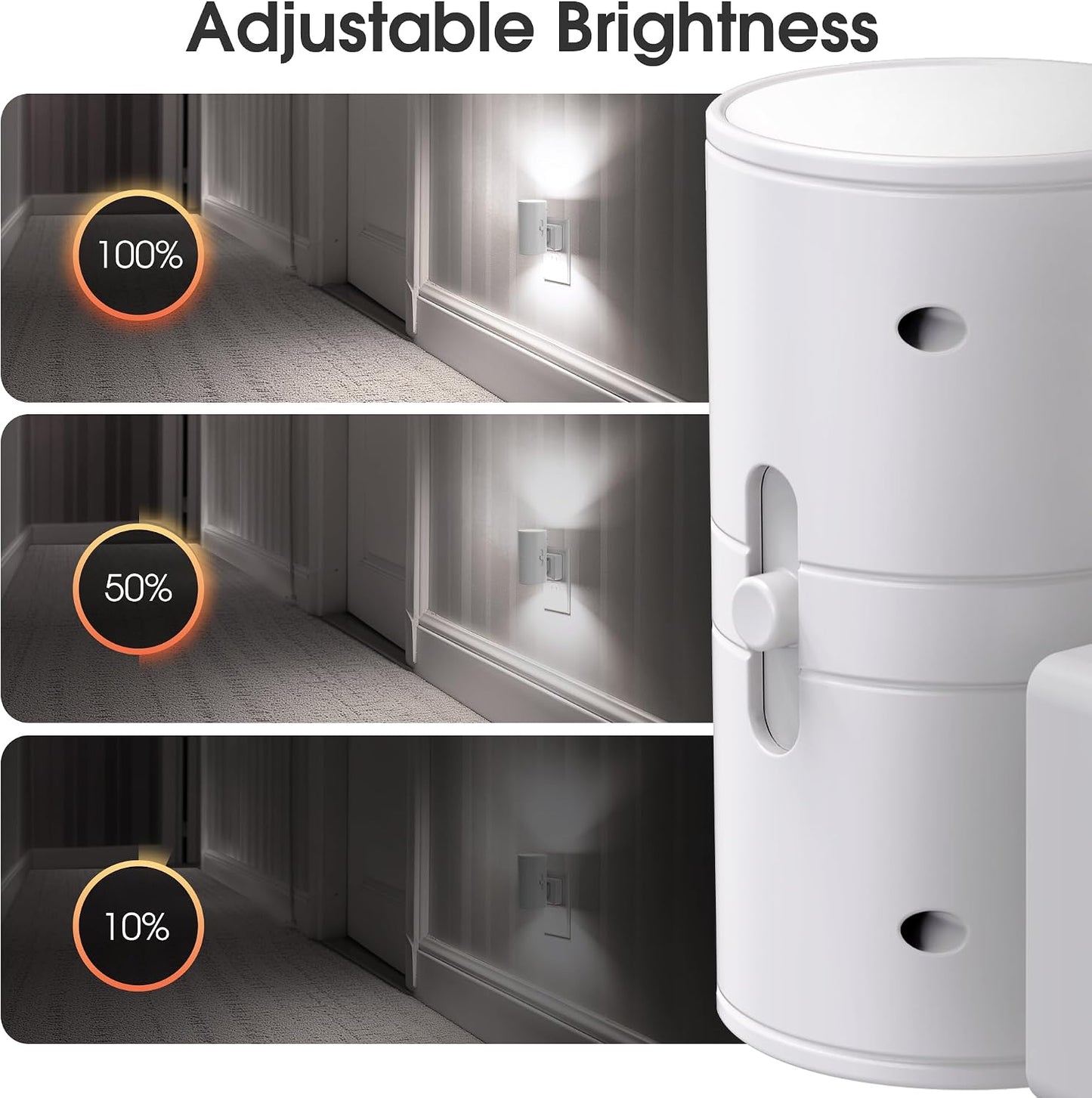 Briignite Night Lights Plug into Wall, Modern LED Night Light Plug in, Dusk to Dawn Sensor,Amber Night Light 0-100LM Adjustable Brightness, Dimmable NightLight for Hallway, Bedroom, Stairway, 2 Pack