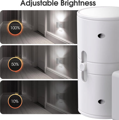 Briignite Night Lights Plug into Wall, Modern LED Night Light Plug in, Dusk to Dawn Sensor,Amber Night Light 0-100LM Adjustable Brightness, Dimmable NightLight for Hallway, Bedroom, Stairway, 2 Pack