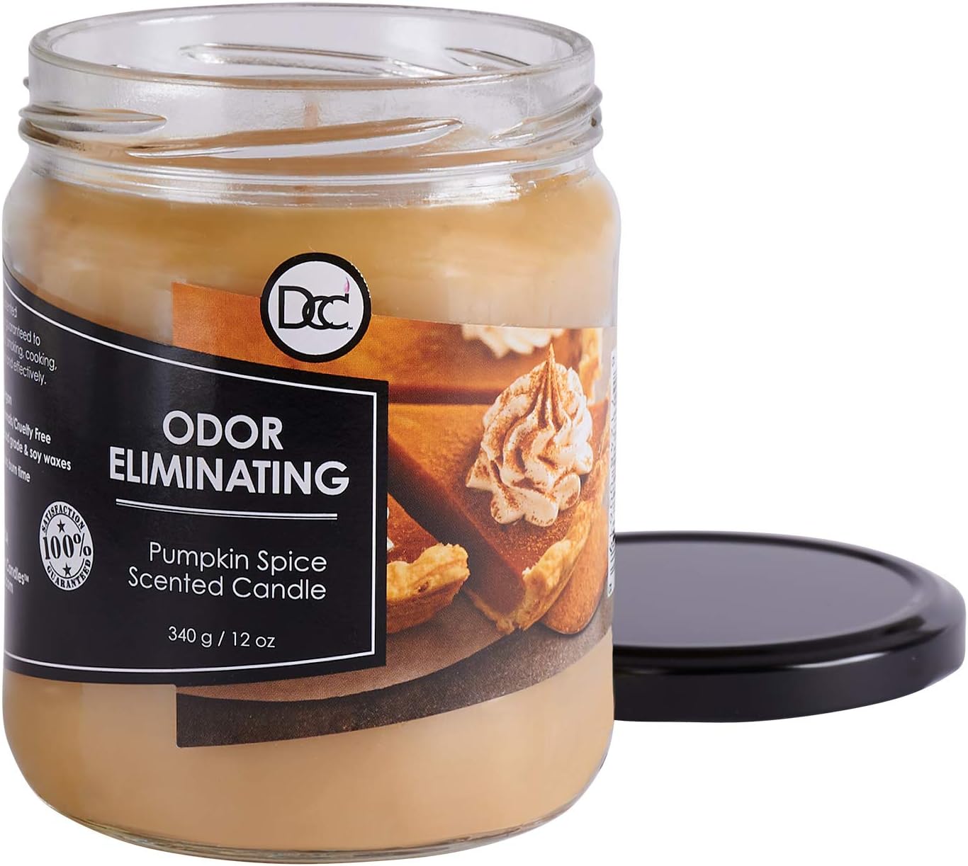 Vanilla Bean Odor Eliminating Highly Fragranced Candle - Eliminates 95% of Pet, Smoke, Food, and Other Smells Quickly - Up to 80 Hour Burn time - 12 Ounce Premium Soy Blend - Colors B