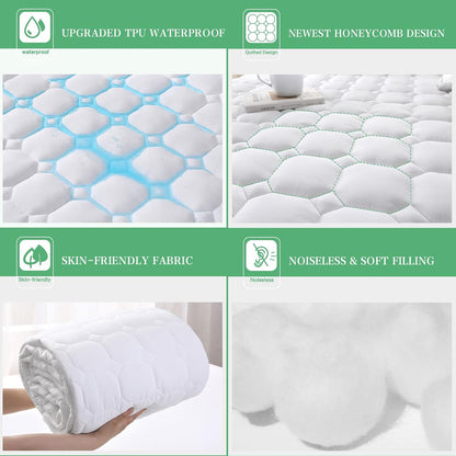 2 Pack Twin Waterproof Mattress Protector Deep Pocket Mattress Cover, Soft Breathable Mattress Pad, Fitted Noiseless Waterproof Bed Cover Stretch to 19"