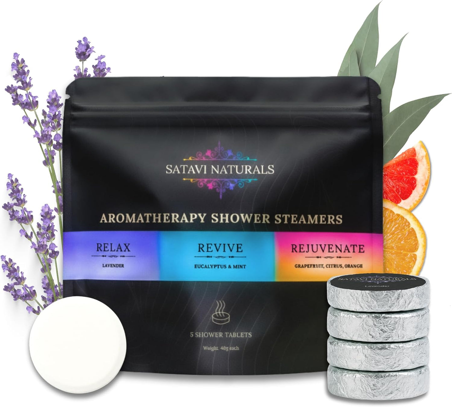 Lavender Shower Steamers (15-Pack) - Aromatherapy Valentine’s Day Gifts - Natural Essential Oil Spa Tablets for Relaxation & Stress Relief