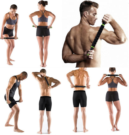 Sportneer Muscle Roller Stick - Massage Stick for Athletes - Reducing Soreness and Muscle Strain, Soothing Legs Cramps - Physical Therapy & Body Recovery - Black Green