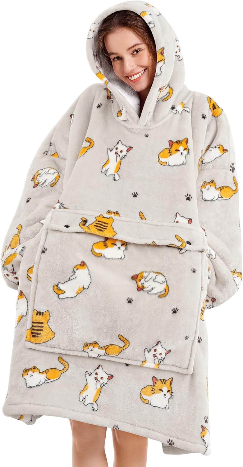 Narecte Cozy Oversized Blanket Hoodie Wearable Blanket Adults Soft Hooded Blanket Hoodie Birthday Gifts for Women Christmas - Colors B