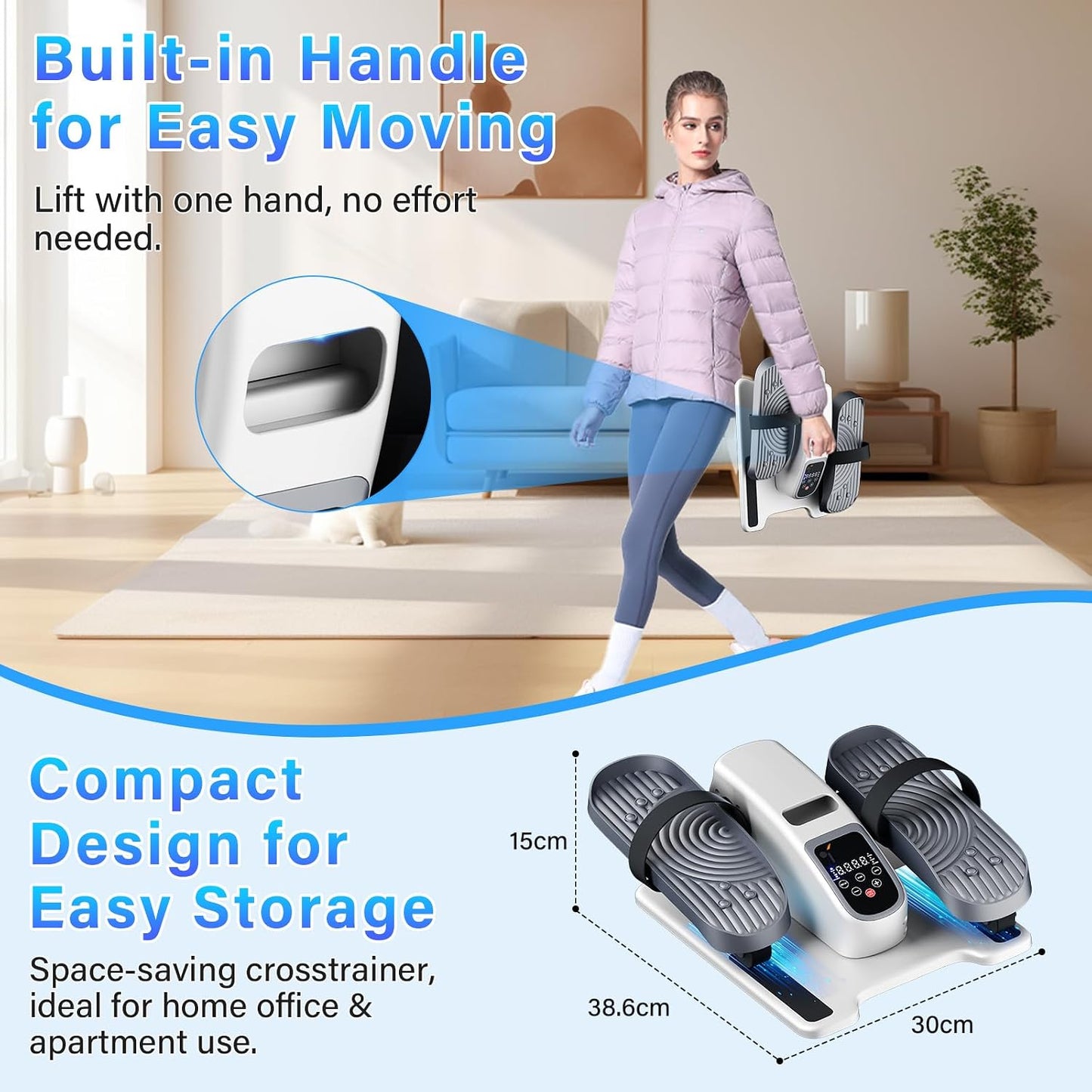 Under Desk Elliptical Machine, Electric Elliptical Leg Exerciser for Seniors with 12 Adjustable Speeds & Remote Control, Pedal Exerciser, Portable Quiet Electric Seated for Home Office