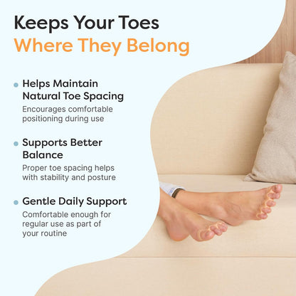 ZenToes Silicone Toe Spacers and Separators for Correct Toe Alignment, Bunion Relief, Hammertoe Straightener, Gel Orthopedic Corrector – 1 Pair (Black)