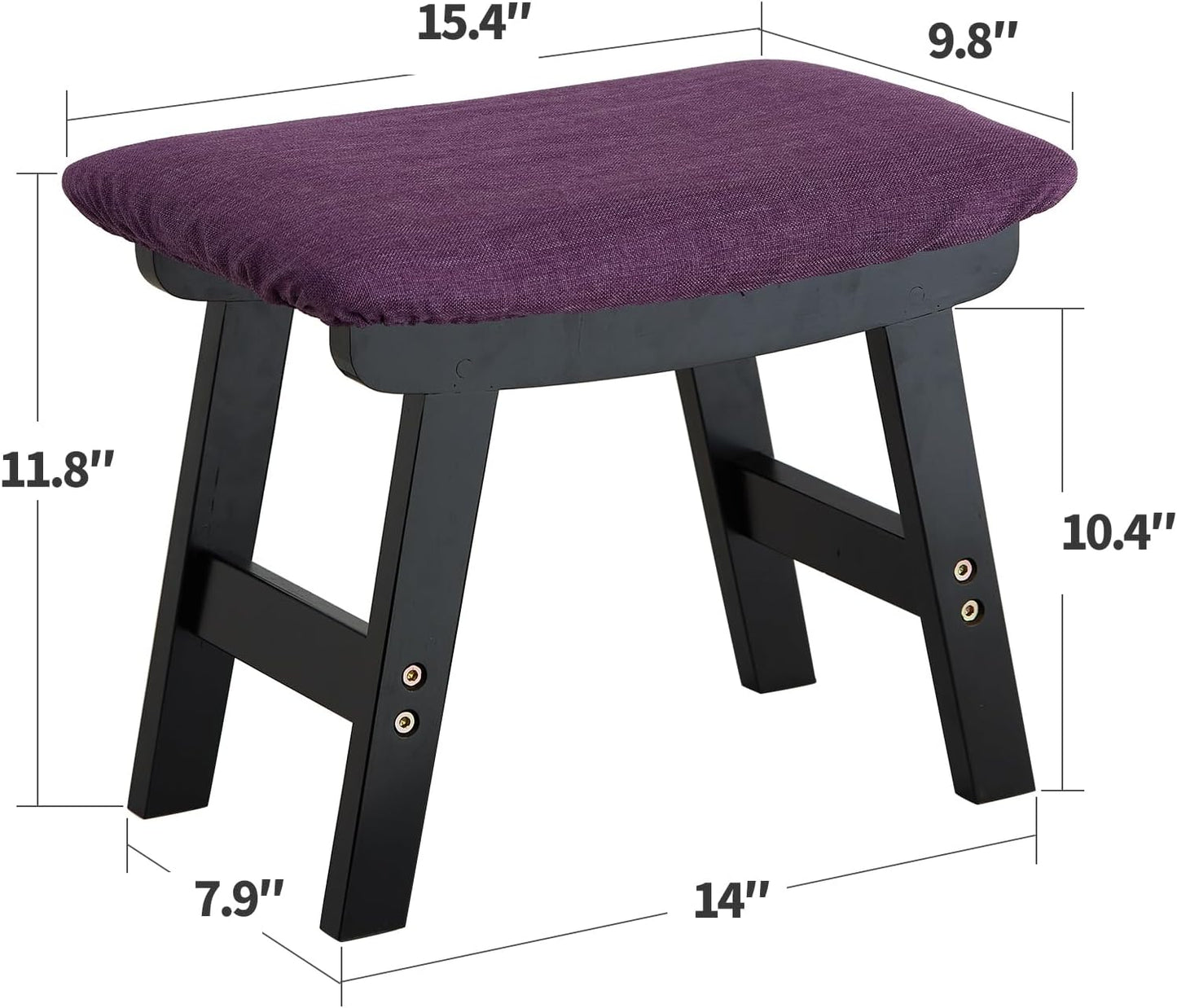 Foot Stool Ottoman Foot Rest Under Desk,Small Stool for Living Room, Bedroom and Kitchen (Brown Legs - Beige Stool Surface)