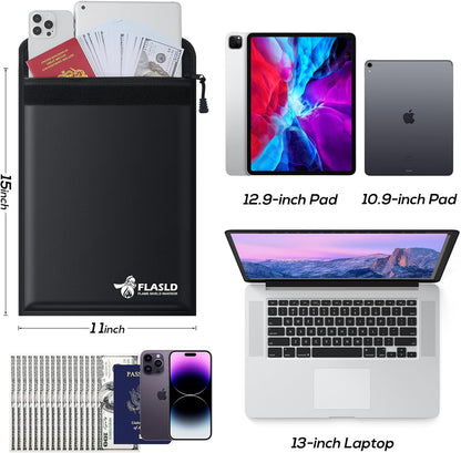FLASLD Large Fireproof Document Bags, 24x12x12” Waterproof Storage Firesafe Bag, Fireproof Folder Safe Box for Cash, Valuables & Passport, Silicone Coating & Zipper Closure