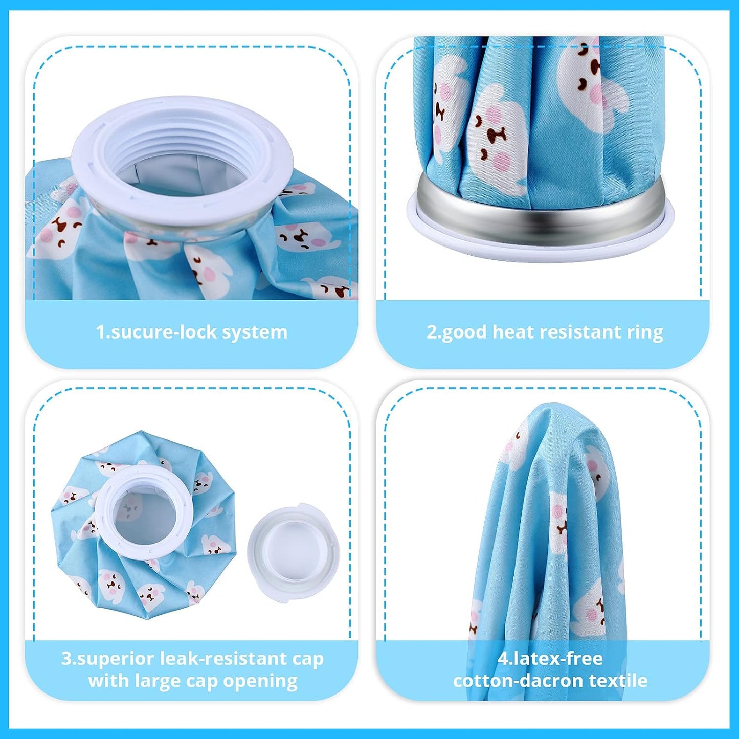 Honoson 4 Pack Reusable Ice Pack for Injuries, Ice Bags Hot Water Bag for Hot & Cold Pain Relief No-Leak Elastic Breathable for Muscle, Joint Pain Swelling, Sports & Home Use(Cute Fruit Style)